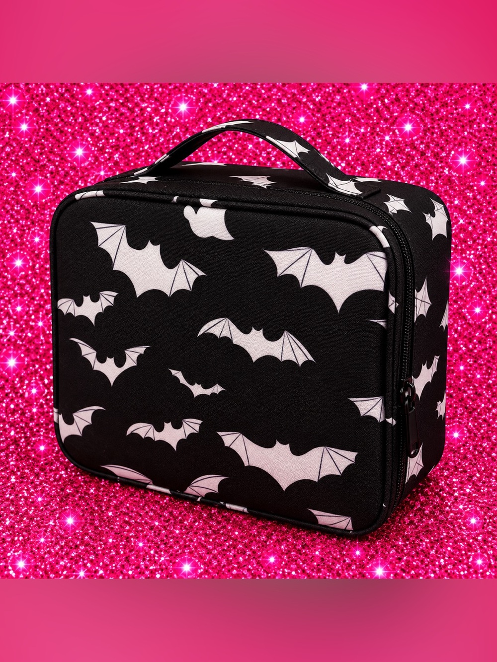 Goth🦇Black Bat Pattern Cosmetic Case - Unbranded